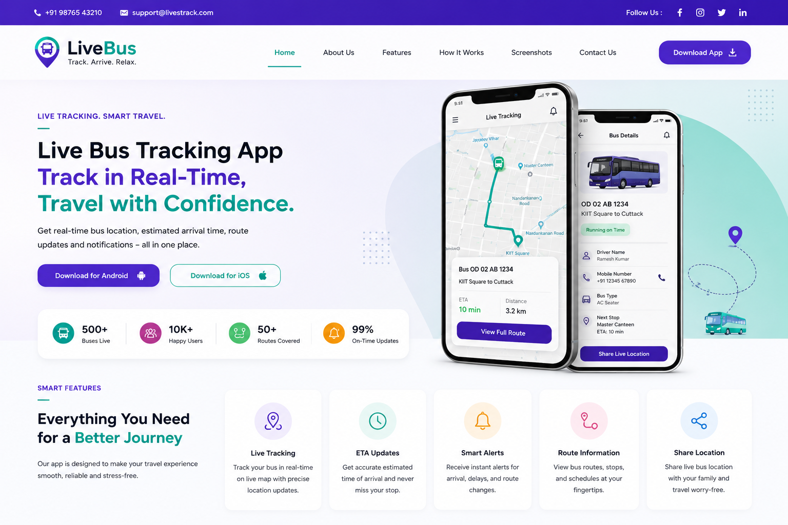 Live bus tracking app